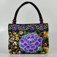 Women's Small Cotton Flower Classic Style Square Zipper Shoulder Bag sku image 11