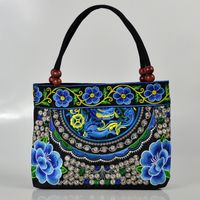 Women's Small Cotton Flower Classic Style Square Zipper Shoulder Bag sku image 6