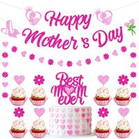 Mother's Day Mama Letter Heart Shape Paper Party Cake Decorating Supplies main image 1
