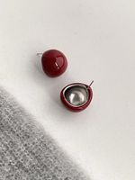 1 Pair Simple Style Round Enamel Plating Copper Ear Studs main image 2