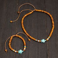 Classic Style Round Arylic Wood Men's Bracelets Necklace sku image 1