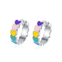 1 Piece Simple Style Paw Print Heart Shape Enamel Plating Inlay Stainless Steel Zircon Earrings main image 2