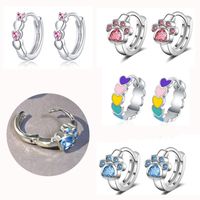 1 Piece Simple Style Paw Print Heart Shape Enamel Plating Inlay Stainless Steel Zircon Earrings main image 1