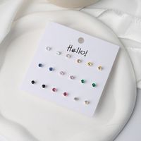 1 Pair Luxurious Shiny Solid Color Inlay Copper Zircon Ear Studs main image 3