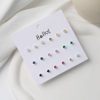 1 Pair Luxurious Shiny Solid Color Inlay Copper Zircon Ear Studs sku image 10