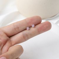 1 Pair Luxurious Shiny Solid Color Inlay Copper Zircon Ear Studs main image 8