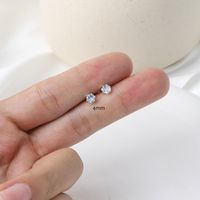 1 Pair Luxurious Shiny Solid Color Inlay Copper Zircon Ear Studs main image 4