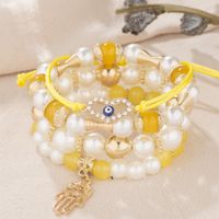 Vintage Style Palm Color Block Arylic Imitation Pearl Alloy Wholesale Bracelets sku image 1