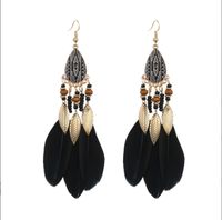 1 Pair Vintage Style Bohemian Geometric Color Block Plating Alloy Feather Ear Hook main image 3