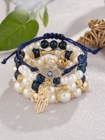 Vintage Style Palm Color Block Arylic Imitation Pearl Alloy Wholesale Bracelets sku image 4