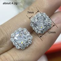 1 Pair Ig Style Shiny Square Inlay Copper Zircon Ear Studs main image 2
