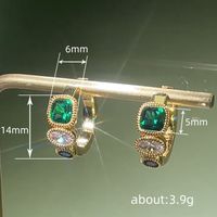 1 Pair Vintage Style Shiny Geometric Inlay Copper Zircon Earrings main image 2