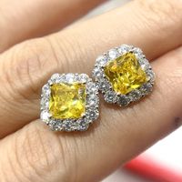 1 Pair Ig Style Shiny Square Inlay Copper Zircon Ear Studs main image 4