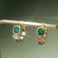 1 Pair Vintage Style Shiny Geometric Inlay Copper Zircon Earrings main image 3