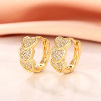 1 Pair Sweet Heart Shape Inlay Copper Zircon Earrings main image 5
