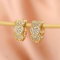 1 Pair Sweet Heart Shape Inlay Copper Zircon Earrings sku image 1