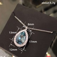 Vintage Style Shiny Water Droplets Copper Inlay Zircon Pendant Necklace main image 2