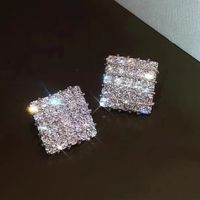 1 Pair Shiny Square Inlay Copper Zircon Ear Studs sku image 1