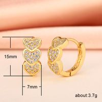 1 Pair Sweet Heart Shape Inlay Copper Zircon Earrings main image 2