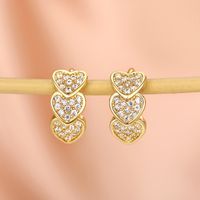 1 Pair Sweet Heart Shape Inlay Copper Zircon Earrings main image 3