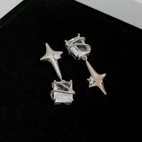 1 Pair Simple Style Star Rectangle Asymmetrical Plating Inlay Copper Zircon Drop Earrings main image 3