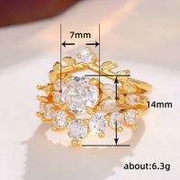 Ig Style Shiny Round Leaves Copper Inlay Zircon Rings main image 2