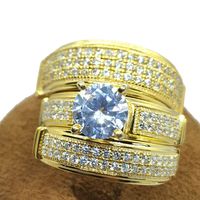 Brillant Rond Le Cuivre Placage Incruster Zircon Anneaux main image 3