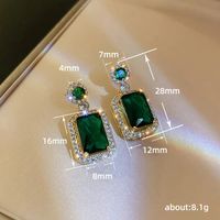 Copper Shiny Simple Style Plating Inlay Rectangle Zircon Necklace Earrings Rings main image 2