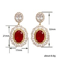 1 Pair Simple Style Shiny Oval Plating Inlay Copper Zircon Drop Earrings main image 2