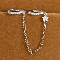 1 Piece Ig Style Simple Style Star Plating Chain Inlay Copper Zircon Earrings main image 5