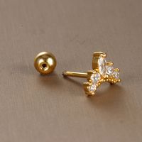 1 Piece Sweet Simple Style Moon Butterfly Snowflake Plating Inlay Stainless Steel Zircon Cartilage Earrings main image 5