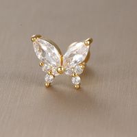 1 Piece Sweet Simple Style Moon Butterfly Snowflake Plating Inlay Stainless Steel Zircon Cartilage Earrings sku image 6