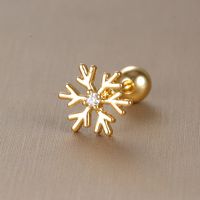 1 Piece Sweet Simple Style Moon Butterfly Snowflake Plating Inlay Stainless Steel Zircon Cartilage Earrings sku image 1