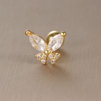 1 Piece Sweet Simple Style Moon Butterfly Snowflake Plating Inlay Stainless Steel Zircon Cartilage Earrings sku image 2