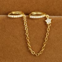 1 Piece Ig Style Simple Style Star Plating Chain Inlay Copper Zircon Earrings main image 4