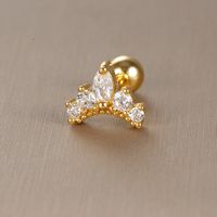 1 Piece Sweet Simple Style Moon Butterfly Snowflake Plating Inlay Stainless Steel Zircon Cartilage Earrings main image 2