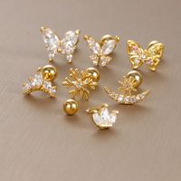 1 Piece Sweet Simple Style Moon Butterfly Snowflake Plating Inlay Stainless Steel Zircon Cartilage Earrings main image 1