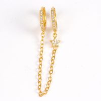 1 Piece Ig Style Simple Style Star Plating Chain Inlay Copper Zircon Earrings main image 3