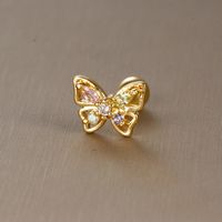 1 Piece Sweet Simple Style Moon Butterfly Snowflake Plating Inlay Stainless Steel Zircon Cartilage Earrings sku image 3