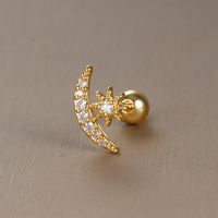 1 Piece Sweet Simple Style Moon Butterfly Snowflake Plating Inlay Stainless Steel Zircon Cartilage Earrings sku image 5