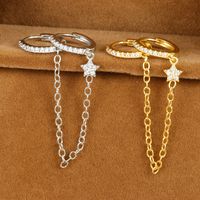 1 Piece Ig Style Simple Style Star Plating Chain Inlay Copper Zircon Earrings main image 1