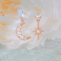 1 Pair Ig Style Star Moon Asymmetrical Plating Inlay Copper Zircon 18k Gold Plated Drop Earrings main image 5