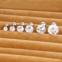 1 Piece Shiny Round Plating Inlay Stainless Steel Zircon Ear Studs main image 5