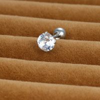 1 Piece Shiny Round Plating Inlay Stainless Steel Zircon Ear Studs main image 3