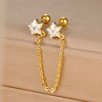 1 Piece Ig Style Shiny Star Plating Chain Inlay Stainless Steel Zircon Ear Studs main image 1