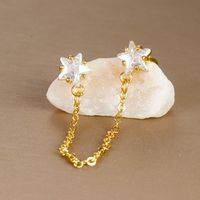 1 Piece Ig Style Shiny Star Plating Chain Inlay Stainless Steel Zircon Ear Studs main image 5