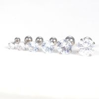 1 Piece Shiny Round Plating Inlay Stainless Steel Zircon Ear Studs main image 4