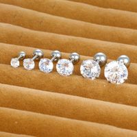 1 Piece Shiny Round Plating Inlay Stainless Steel Zircon Ear Studs main image 1