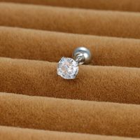 1 Piece Shiny Round Plating Inlay Stainless Steel Zircon Ear Studs main image 2