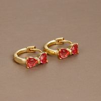 1 Pair Ig Style Shiny Bow Knot Plating Inlay Copper Zircon 18k Gold Plated Earrings main image 2